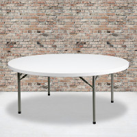 Flash Furniture 72'' Round Granite White Plastic Folding Table DAD-YCZ-180R-GW-GG